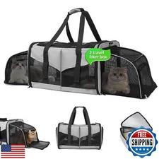 Cat Carrier with Litter Box - INRLKIT Cat Carrier for 2 Cats, Portable 2-in-1
