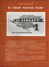 1968 Flyer: $1 SERVICEMEN AIRLIFT POSTAGE STAMP, Philately Postal Design USPS