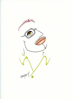 HOLLYWOOD NERD Male Face Figure Original Pastel Pencil Abstract Art Drawing
