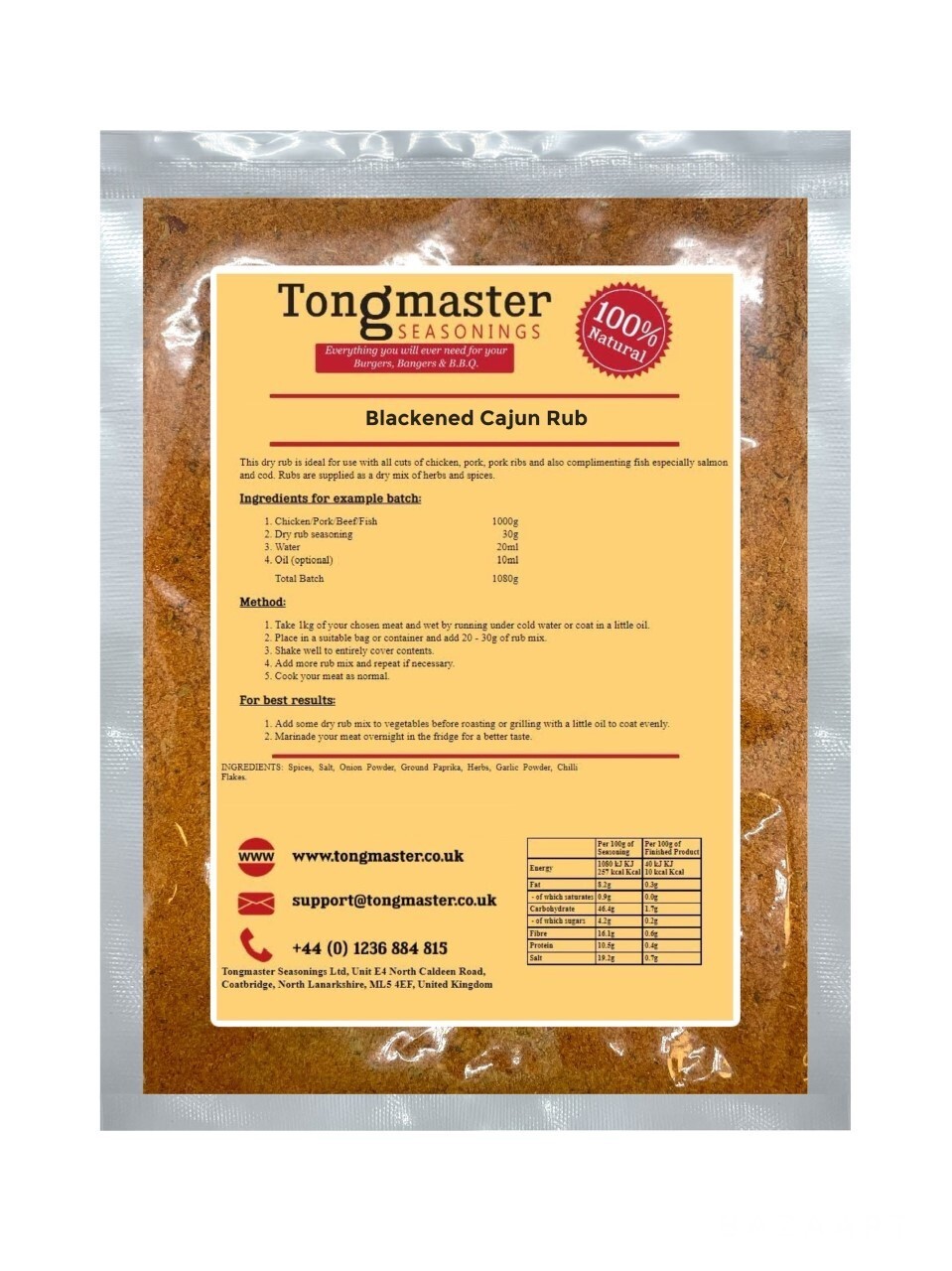 Blackened Cajun Dry Meat Rub (Gluten Free) - 1kg