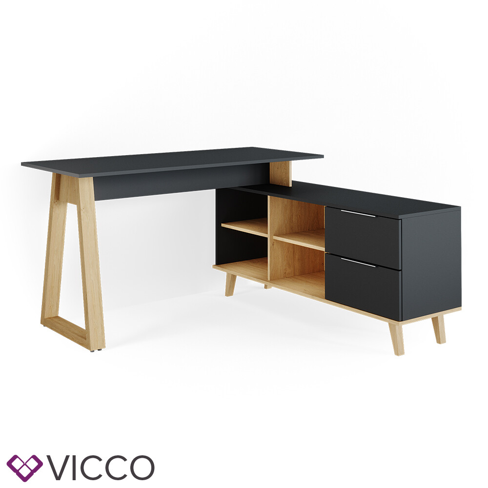 Bureau angle anthracite Nautica idéal télétravail et sessions gaming de salon