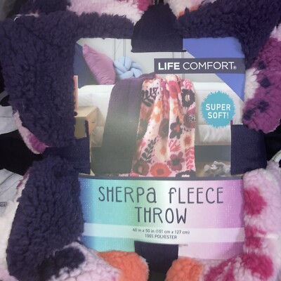 Life Comfort Kids Sherpa Fleece Throw Blanket-Pink and Purple Super Soft  40x50in