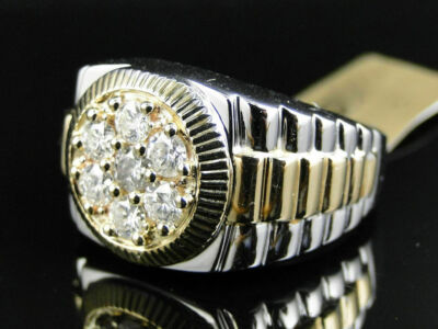 1.20Ct Round Lab Created Diamond  Men's Classic Ring 14K Two Tone Gold Plated