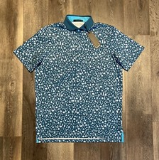 NWT Greyson Clothiers Magical Ferns Polo M Orca Teal Green Golf Shirt Wolf