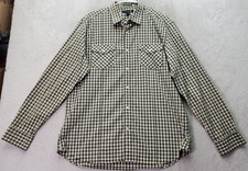 Banana Republic Dress Shirt Men's L Green Plaid Chest Pockets Collar Button Down