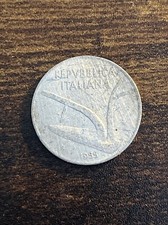 1955 Italia 10 dieci lire alluminio aratro valore all'interno spighe di grano moneta reale TK9718*
