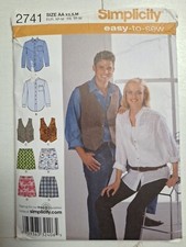 Shirt Vest Boxer Shorts XS S M Simplicity 2741 Sewing Pattern Men Ladies Western
