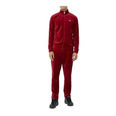 Fila Men's Velour Sweatsuit Tracksuit BURGUNDY Velvet Size L XL