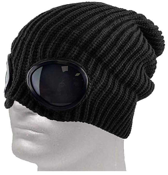 Goggle Beanie Hat - unisex, one size fits most, black | eBay