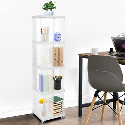Modern 4-st?ckige B��cherregal 4* R?der Buchorganisationsregal f��r Wohnzimmer