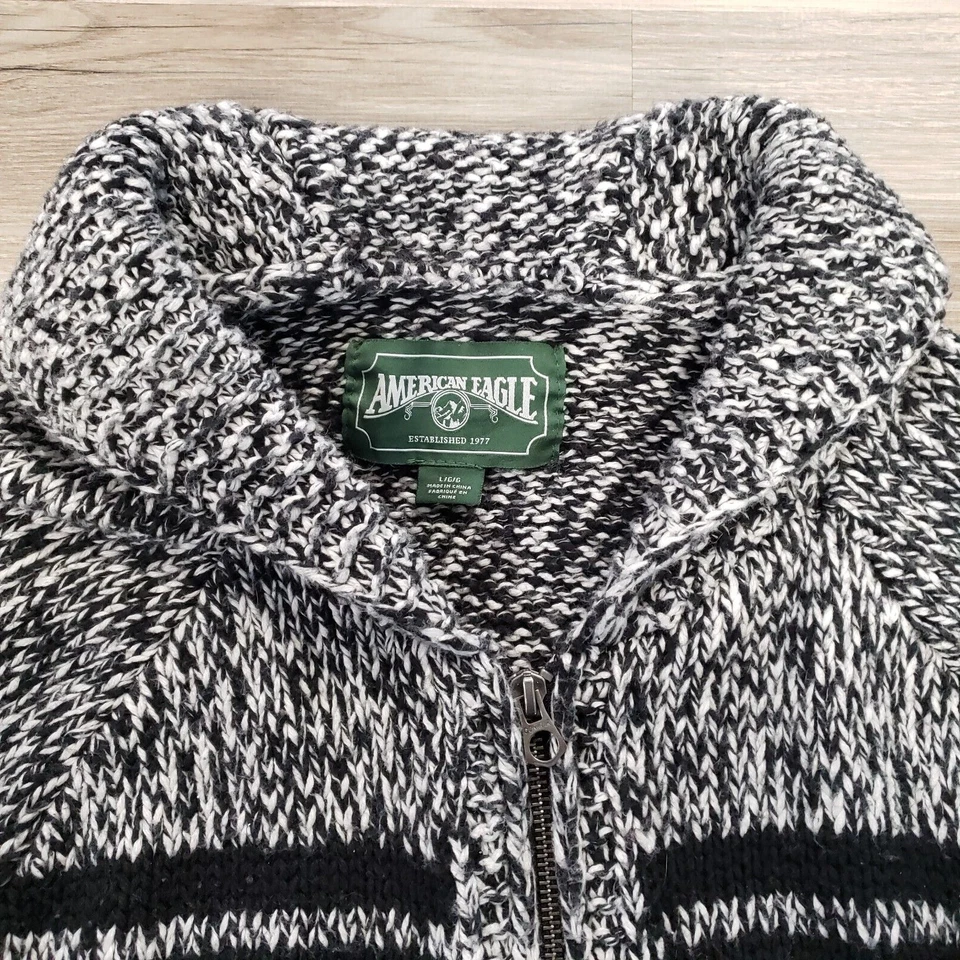 SUÉTER AZTECA AMERICAN EAGLE PARA HOMBRE GRANDE CREMALLERA COMPLETA CHAL GRUESO SUROESTE CHIC Foto 3 de 4