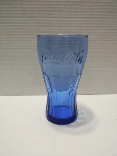 Coca Cola Vintage Sapphire Blue Collectors Advertising Tumbler Drinking Glass