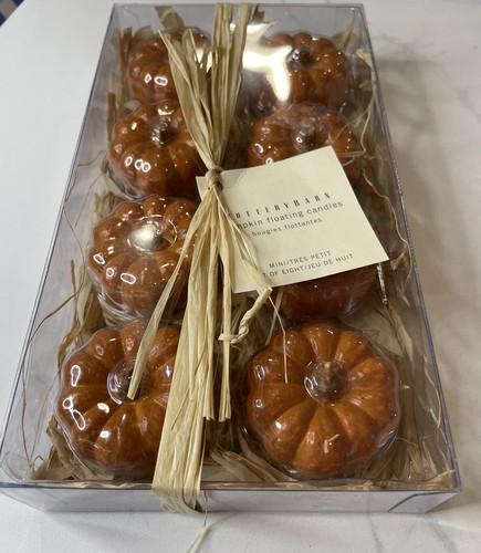 Pottery Barn Burnt Orange Pumpkin Floating Candles Fall Autumn Thanksgiving - Picture 5 of 7