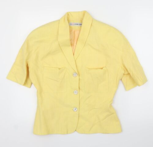 L'Autre Chose Womens Yellow Linen Basic Blouse Size M V-Neck - Picture 1 of 12
