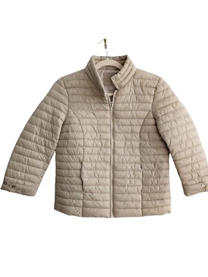 Amisu Puffer Zip Minimalist Jacket Coat Beige Basic XS / 34 / 4