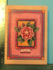 Inkadinkado Large FRAMED ROSE FLOWER Rubber Stamp