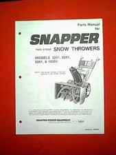 SNAPPER TWO STAGE SNOWTHROWER SNOWBLOWER 5241 8241 8261 & 10301 PARTS MANUAL