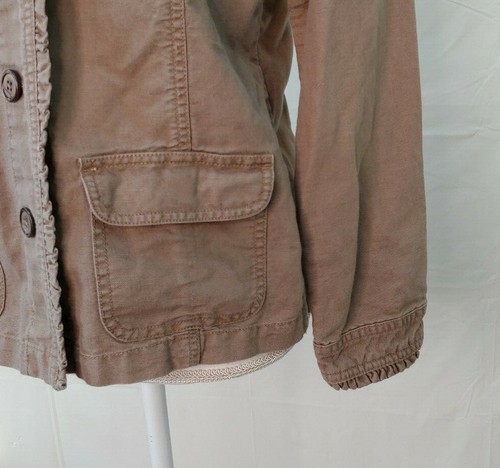 J Jill Womens Jacket Sz XS Light Brown Tan Button Front Pockets Linen Cotton - Picture 2 of 7