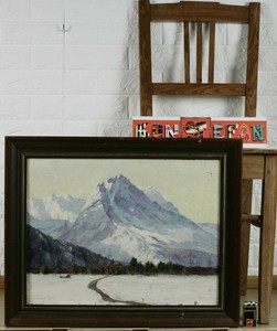 Heinrich-Baakes-Oil-Painting-Antique-Alps-Glacier-Snow-Mountains-Gipfel