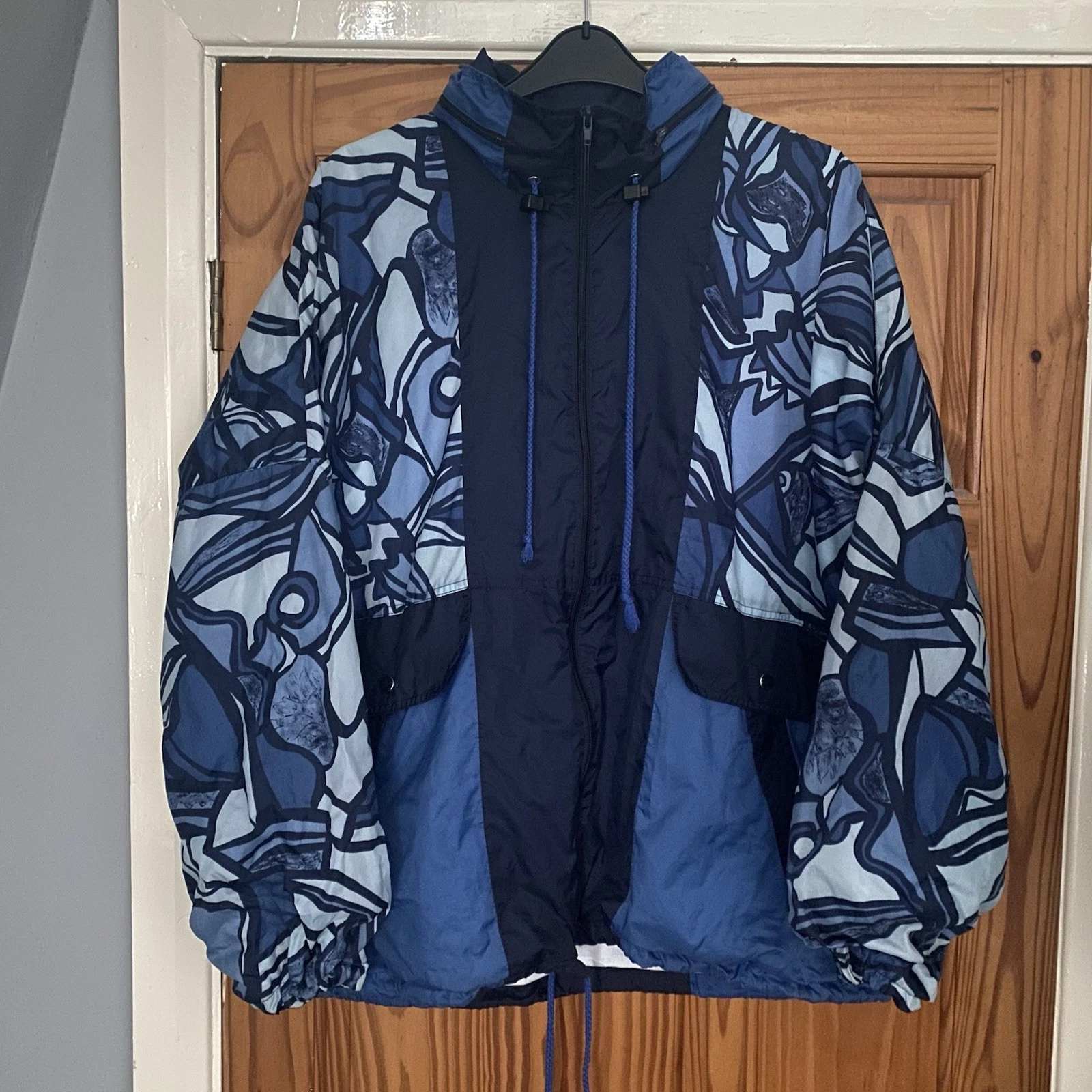 Vintage Windbreaker jacket zip up Marcel Clair Size Large VGC blue navy