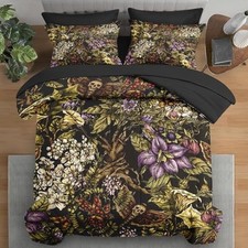 Comforter Set Twin Size, Vintage Flower Plants 5 Pcs Bedding for Kids and