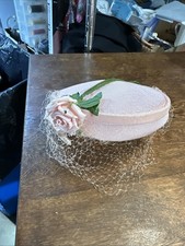 Vintage Ladies Millinery Hat pink rose 1950  s Church