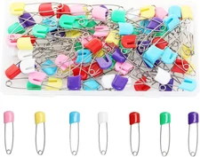 84Pcs Plastic Safety Pins,  2 Inch Assorted Color Head Safety Pins Locking Baby 