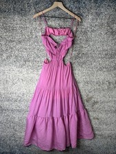 ASTR The Label Dress Womens Small Pink Cutout Tiered Maxi Sundress Boho Ruffle