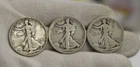 1918 P D S US Walking Liberty Half 50c VG/F (Cleaned) 3 Coin Lot