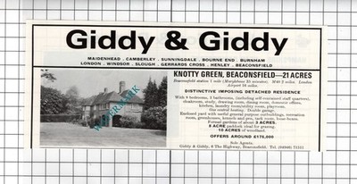 Knotty Green Beaconsfield Buckinghamshire House Sale Advert - 1978