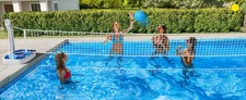 2-in-1 LED Pool Basketball Hoop Poolside & LED Pool Volleyball Net Set Swimmi...