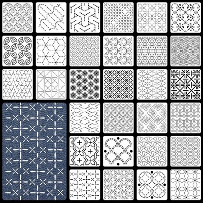 30 Pcs Plastic Sashiko Stencil 4.7 X 4.7 Inch Geometric Sashiko Pattern Template
