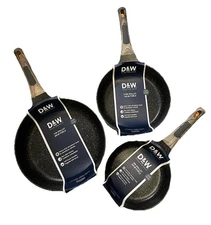 Deane and White D&W Set of 3 Gray Skillets Frying Pans 8" 9.5" 11" Cookware New