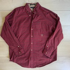 Tommy Hilfiger Mens XL Button Down Red Plaid Long Sleeve Shirt 100 Cotton