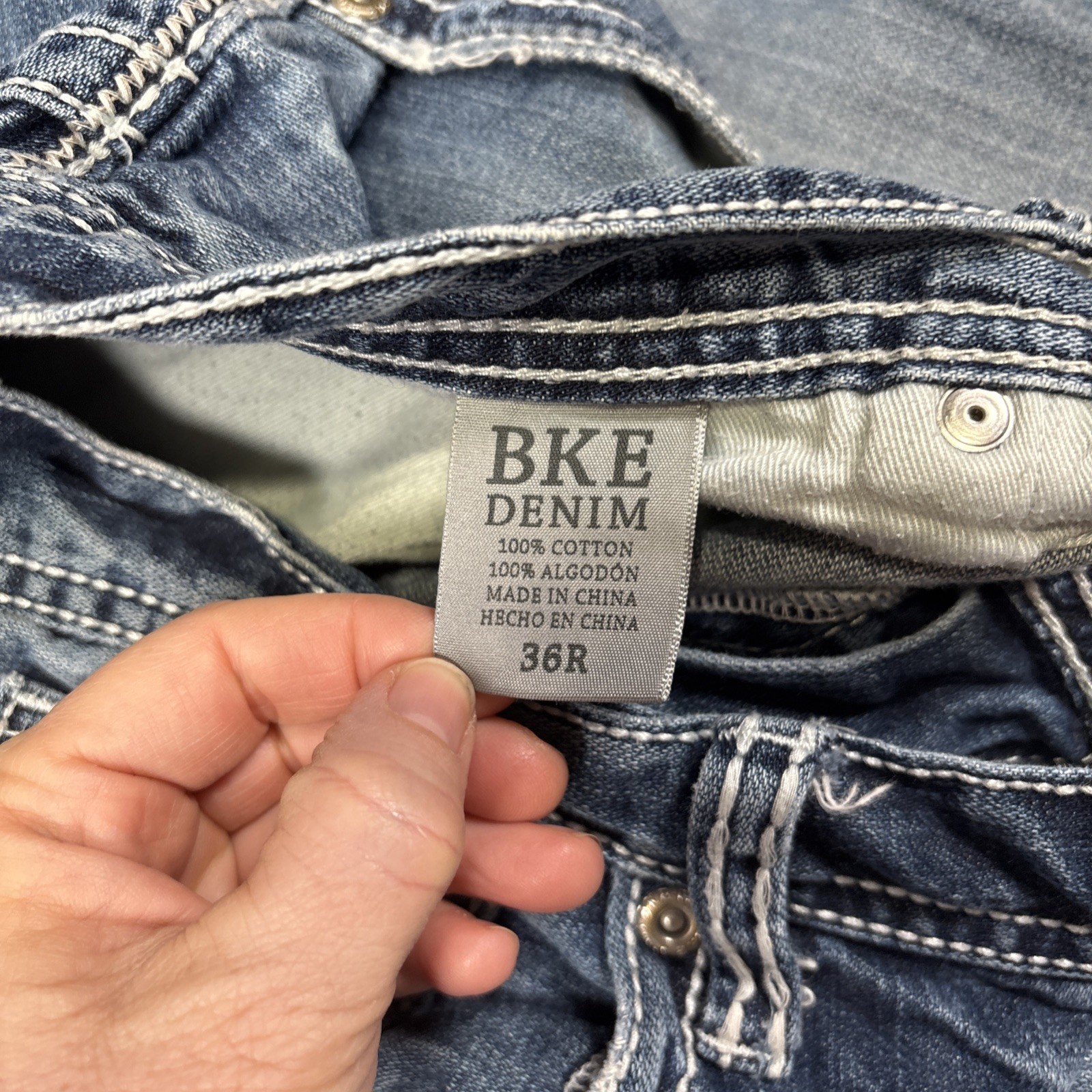 Men's BKE Tyler Straight Leg 36 R Denim Jeans 34x31 Frayed Hems - View 5