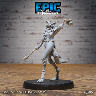 D&D Miniature - Cat Folk Magician - 3D Model Print DnD RPG Figur Druck