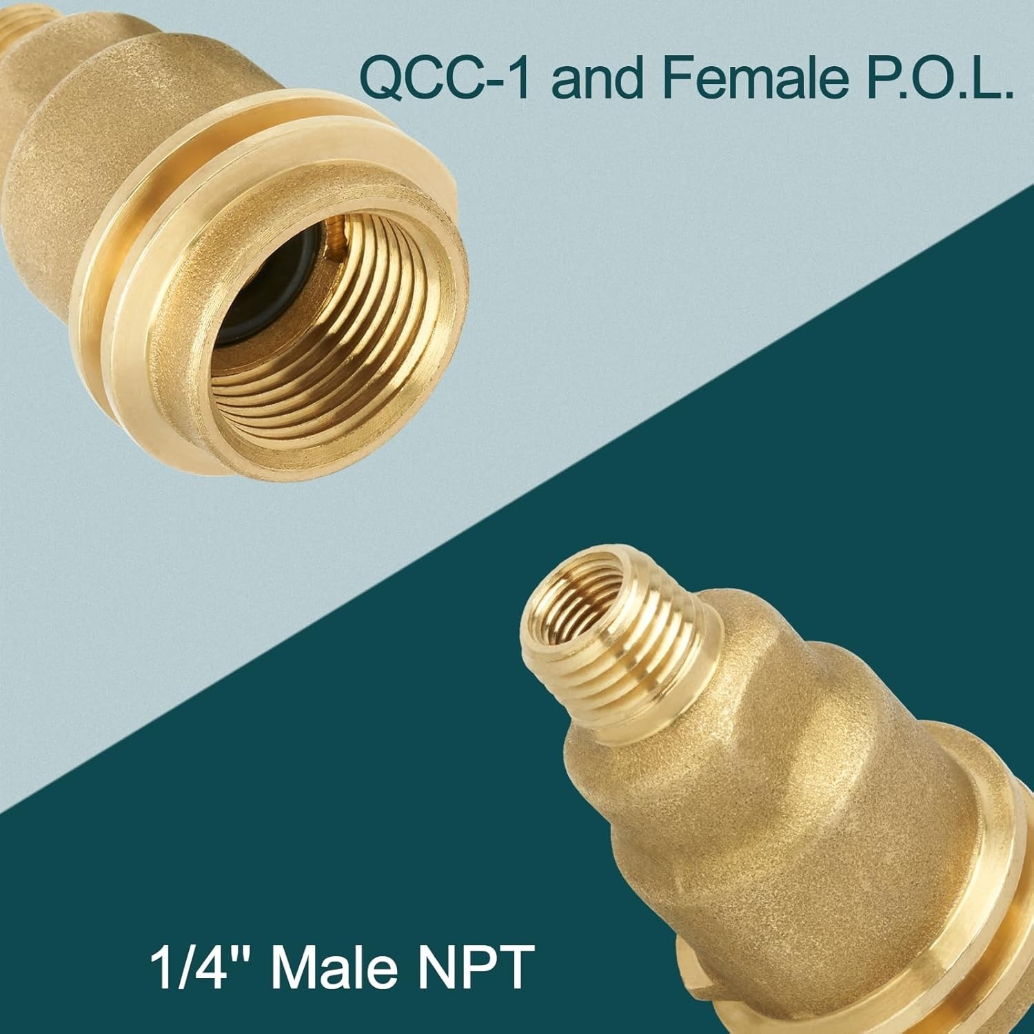Propane Gas Fitting Adapter, QCC-1 and Female P.O.L. x 1/4'' Male Pipe Thread...