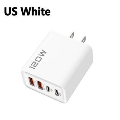 4-Port-Ladegerät mit 120 W, USB-C PD Quick Charge 3.0, Typ-C-USB-Ladegerät, Schn