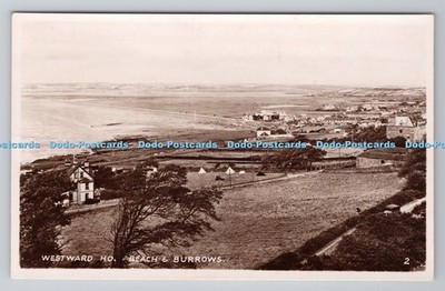 R805671 Westward Ho. Beach and Burrows. Die R. A. Postkarte. London. RP