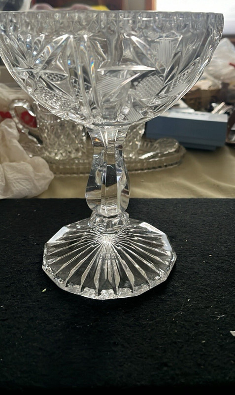 Vintage Crystal Candy Dish 7 1/2 Inches Tall No Markings 