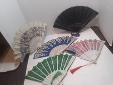Vintage Japanese chinese korean Folding Fans Lot 5 fans