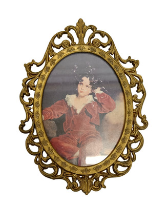 Auswahl Messing Wandbilder oval in Rahmen goldfarben Landschaft & Portrait