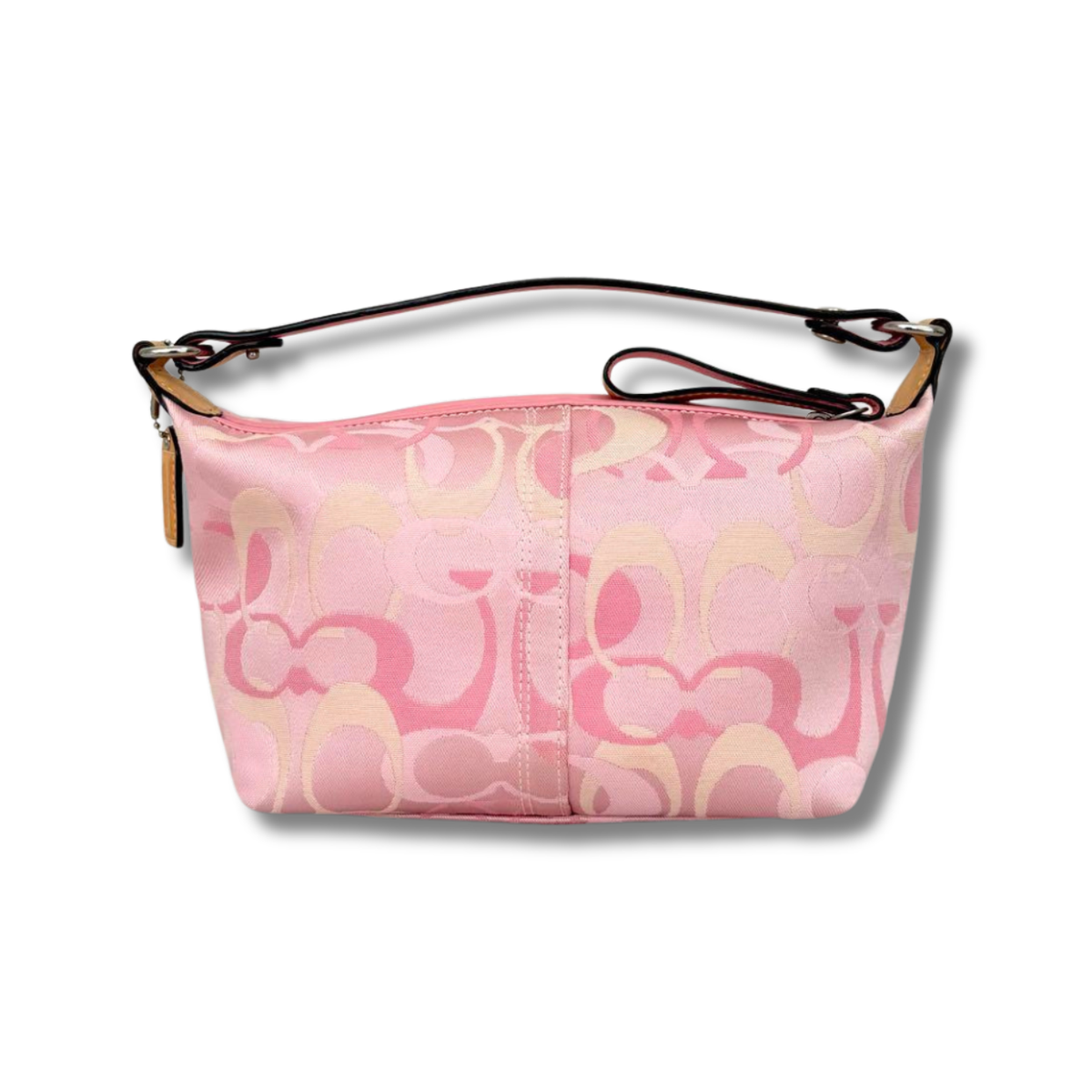 COACH Ladybug Pink Signature Pouch Leather Canvas Handbag Vintage