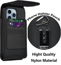 Cell Phone Holster Pouch Case Nylon Wallet Case Card Holder with Belt Clip Loop