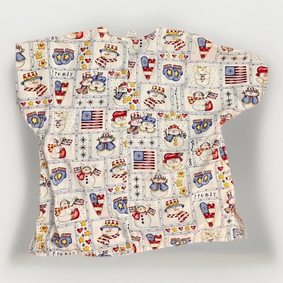 CHEROKEE 759 American Snowman SNFL Scrub Top Size XL - Image 2 of 4