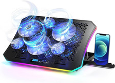 Keibn Upgarde Laptop Cooling Pad, RGB Lights Laptop Cooler 6 Fans for 15.6-17.3