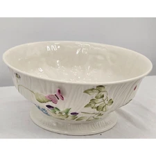 Belleek Ireland Floral Springtime Large Centerpiece / Serving Bowl Butterfly