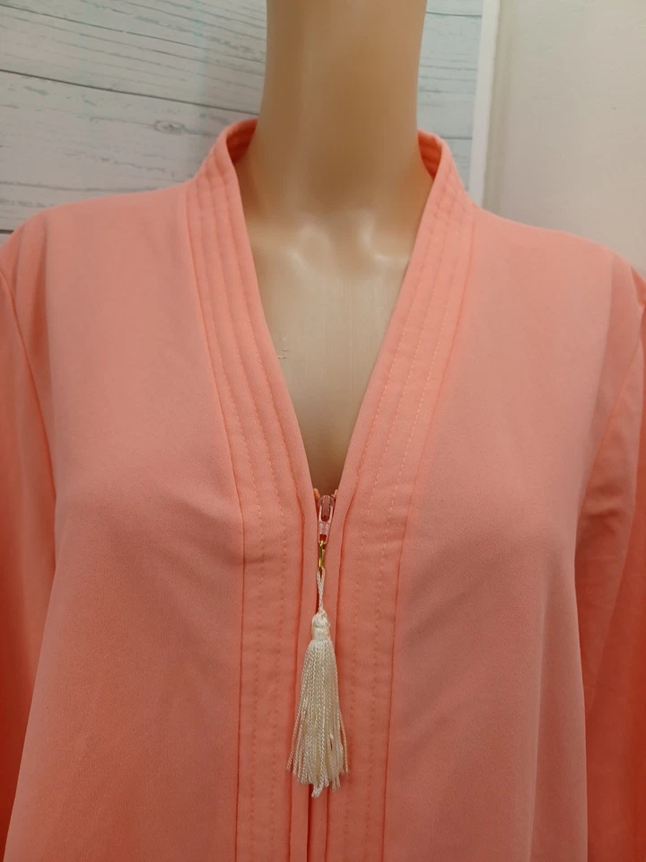 Abrigo Take-Along Sears House Largo Completo XXL 42-44 Hecho en Unión Cremallera EE. UU. Rosa Melocotón Foto 2 de 4