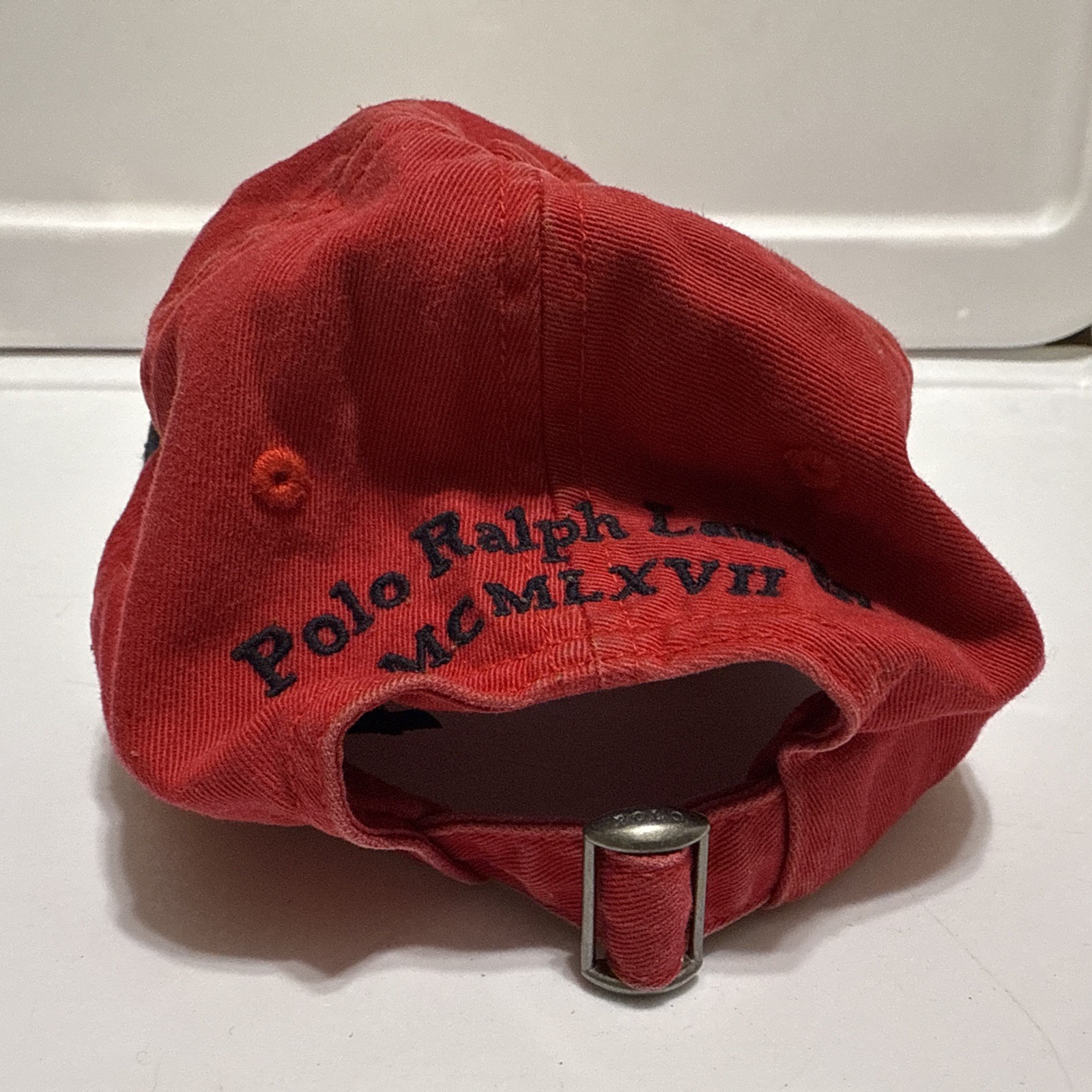 Cappello Berretto Vintage Polo Ralph Lauren Big Pony 3 Strapback MCMLXVII Rosso Navy Regolabile