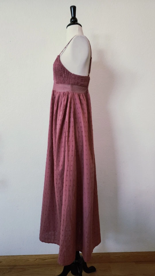 Vestido Anthropologie Midi Nuevo Talla Mediana Rosa Mezcla de Lino Jardín Boda Boho Foto 2 de 4